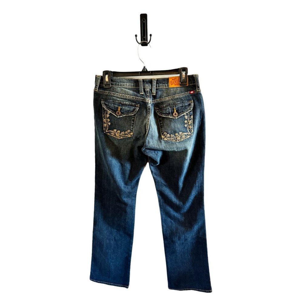 Lucky Brand Jeans Dark Wash Flaired Hem Women Size 4 - Picture 9 of 9